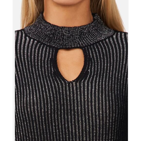 New ~ HALOGEN ~ Metallic Stripe Mock Neck Sweater Size M Ret $89 - Picture 3 of 7